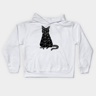 Cat sits straight showing his tail, Cat Geometric for Light Kids Hoodie